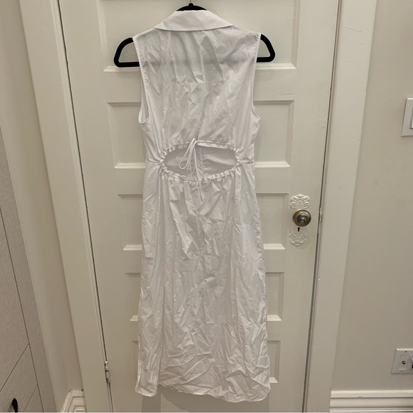 Zara White Midi Shirt Dress With Cut-Out, Size M - Picture 6 of 9